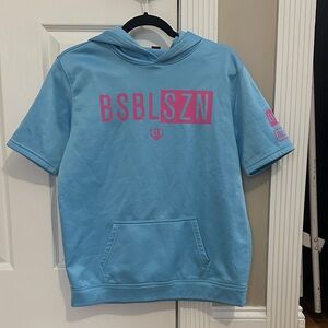 BSBLSZN Kids Blue Hoodie with Pink Logo